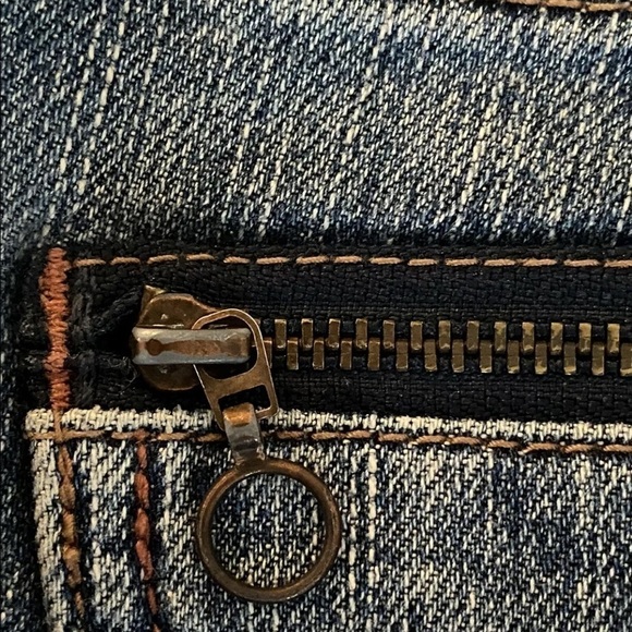 DKNY Blue Denim Distressed Straight Leg Jeans 8P Petite Stretch Zip Pockets - Picture 5 of 8